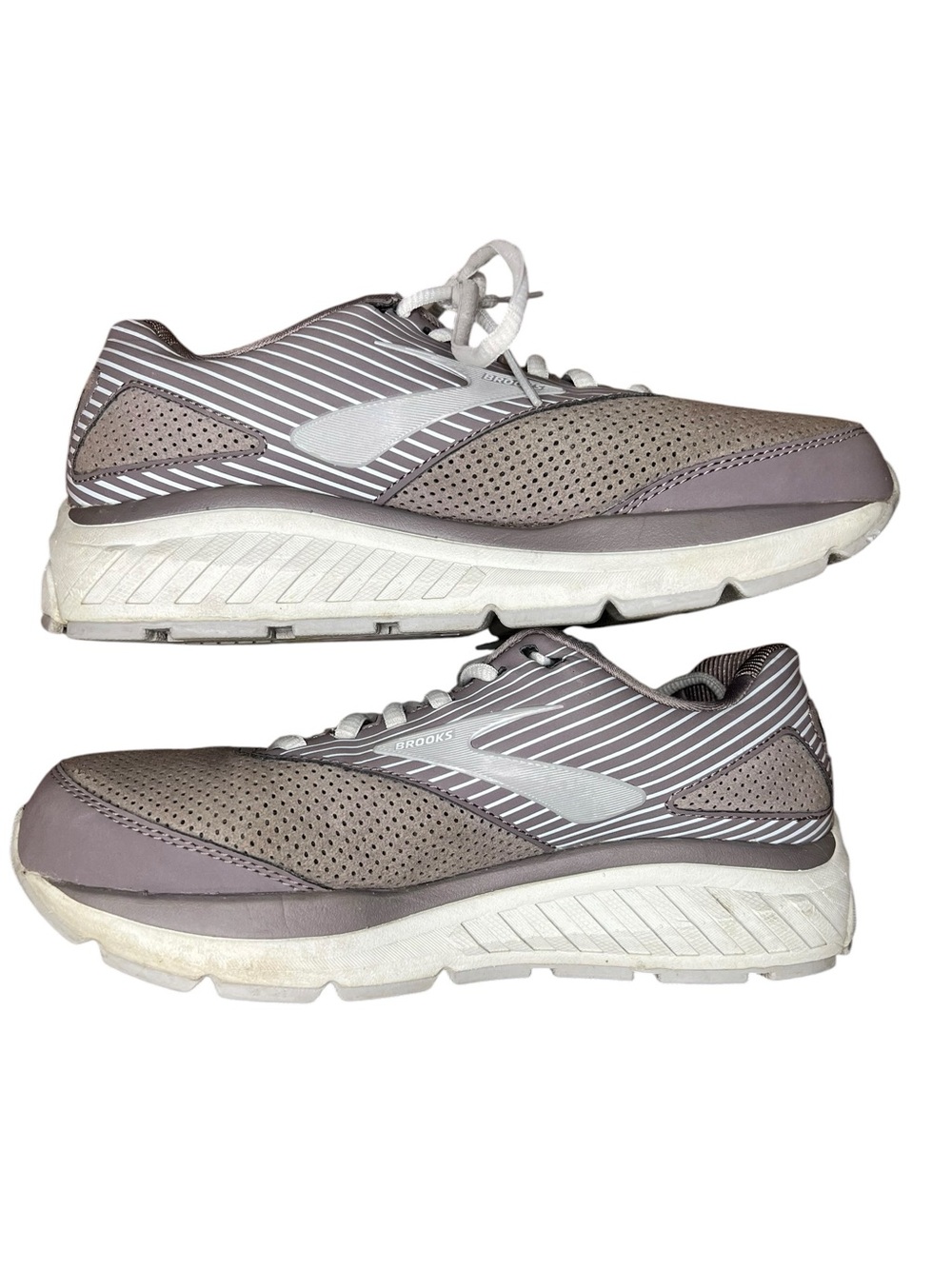Brooks Addiction Walker 2 Size 7.5 Wide Leather Gray Striped Walking Shoes